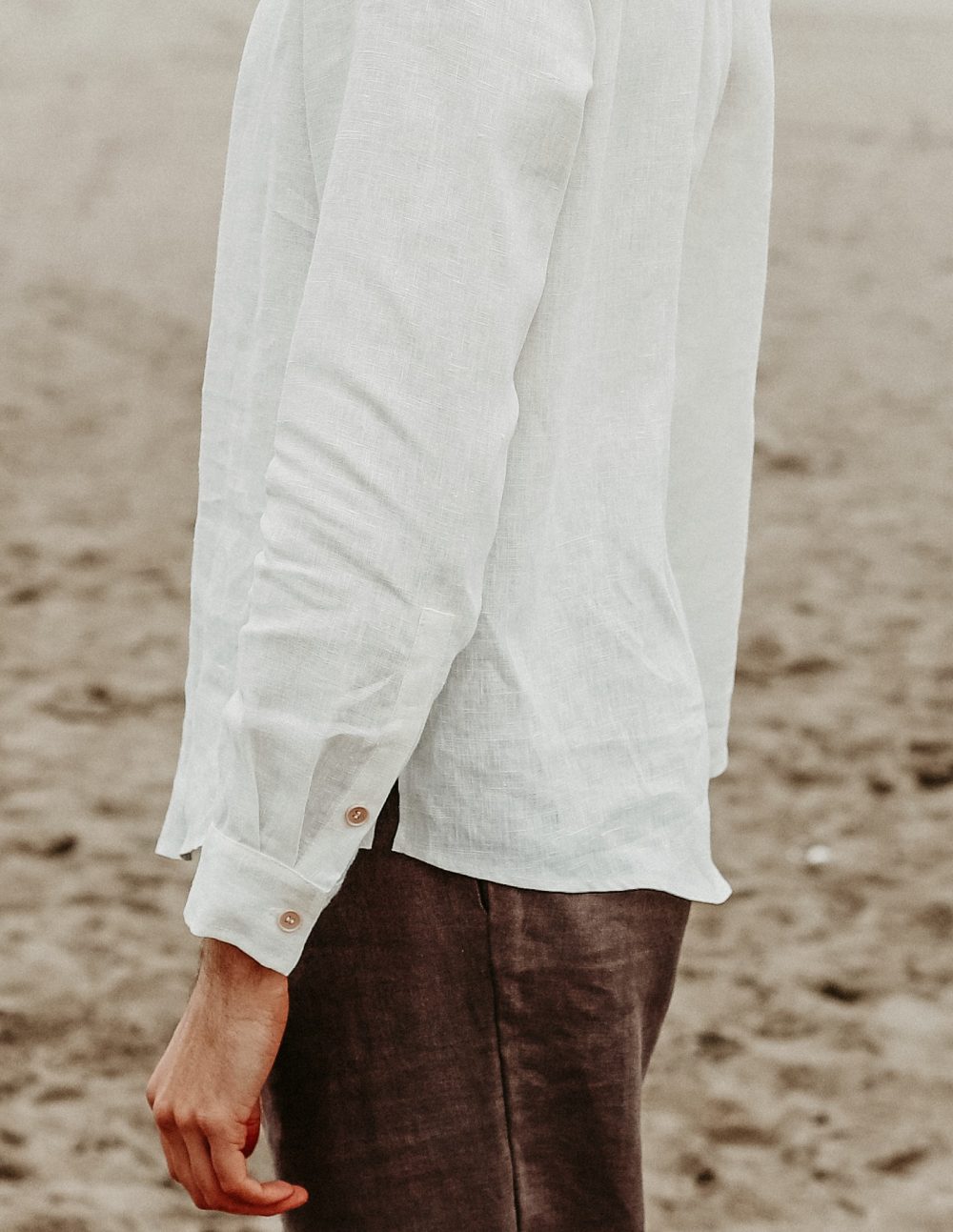 DATNA - lniana koszula złamana biel