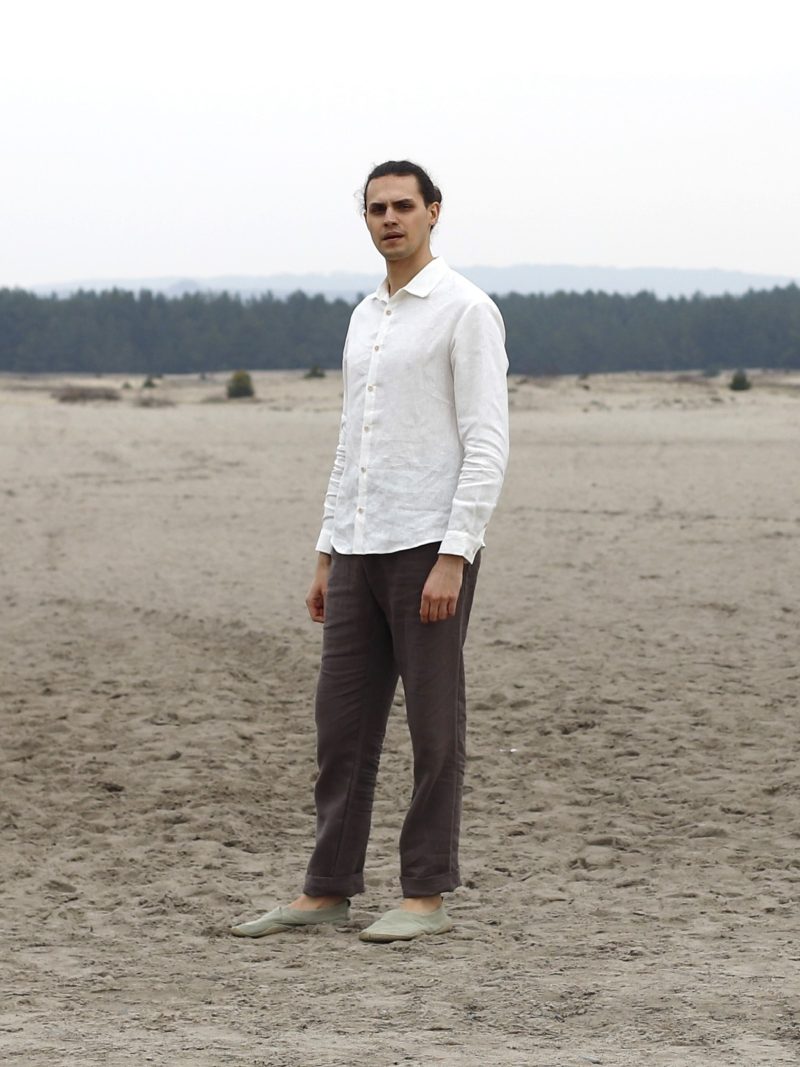 DATNA - lniana koszula złamana biel