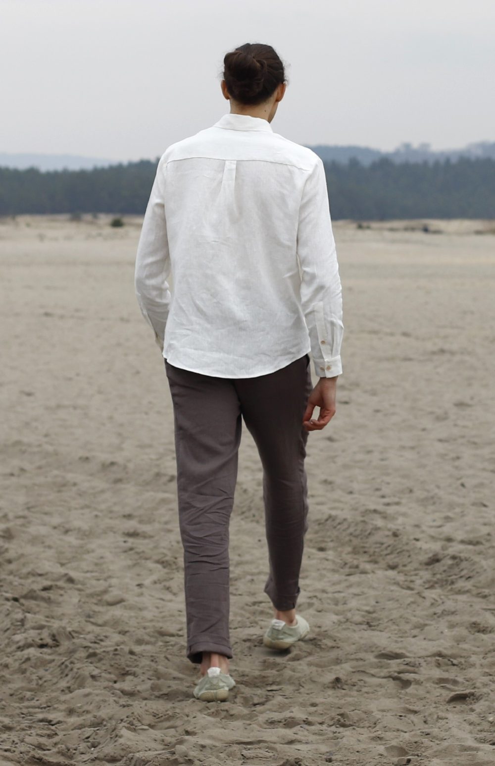 DATNA - lniana koszula złamana biel