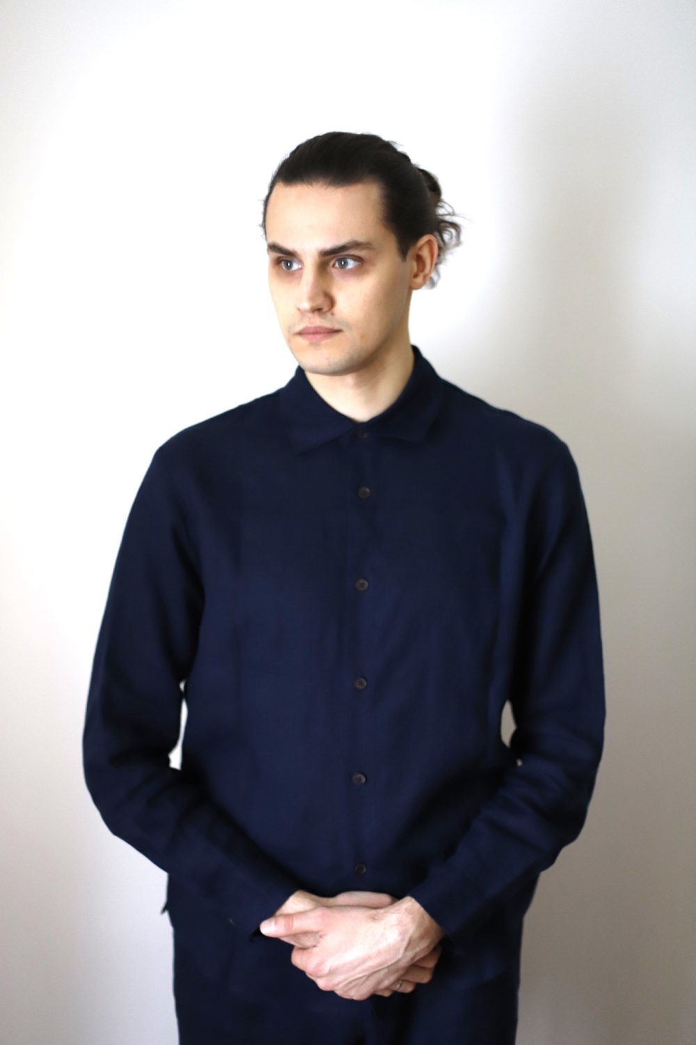 DATNA - lniana koszula granatowa