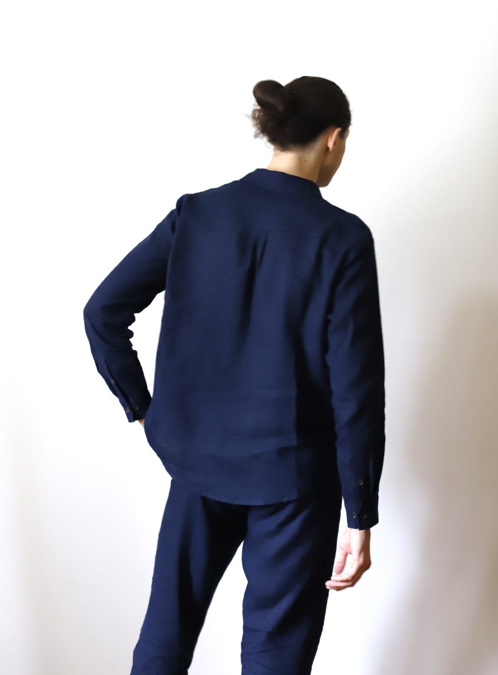 DATNA - lniana koszula granatowa