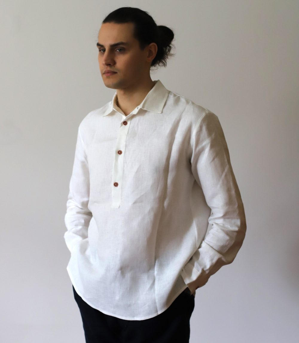 popover biały (1) ONTE – lniany popover złamana biel