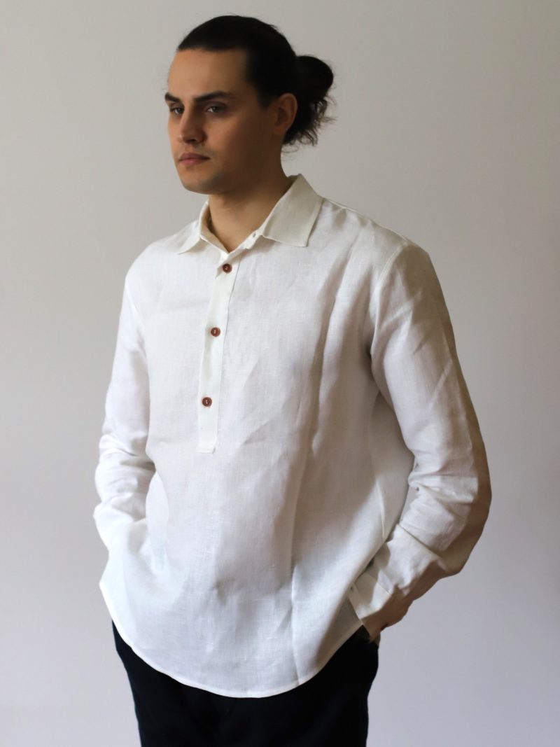 ONTE – lniany popover złamana biel