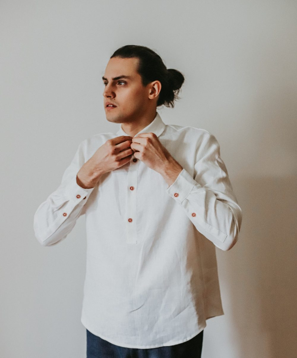 popover biały ONTE – lniany popover złamana biel