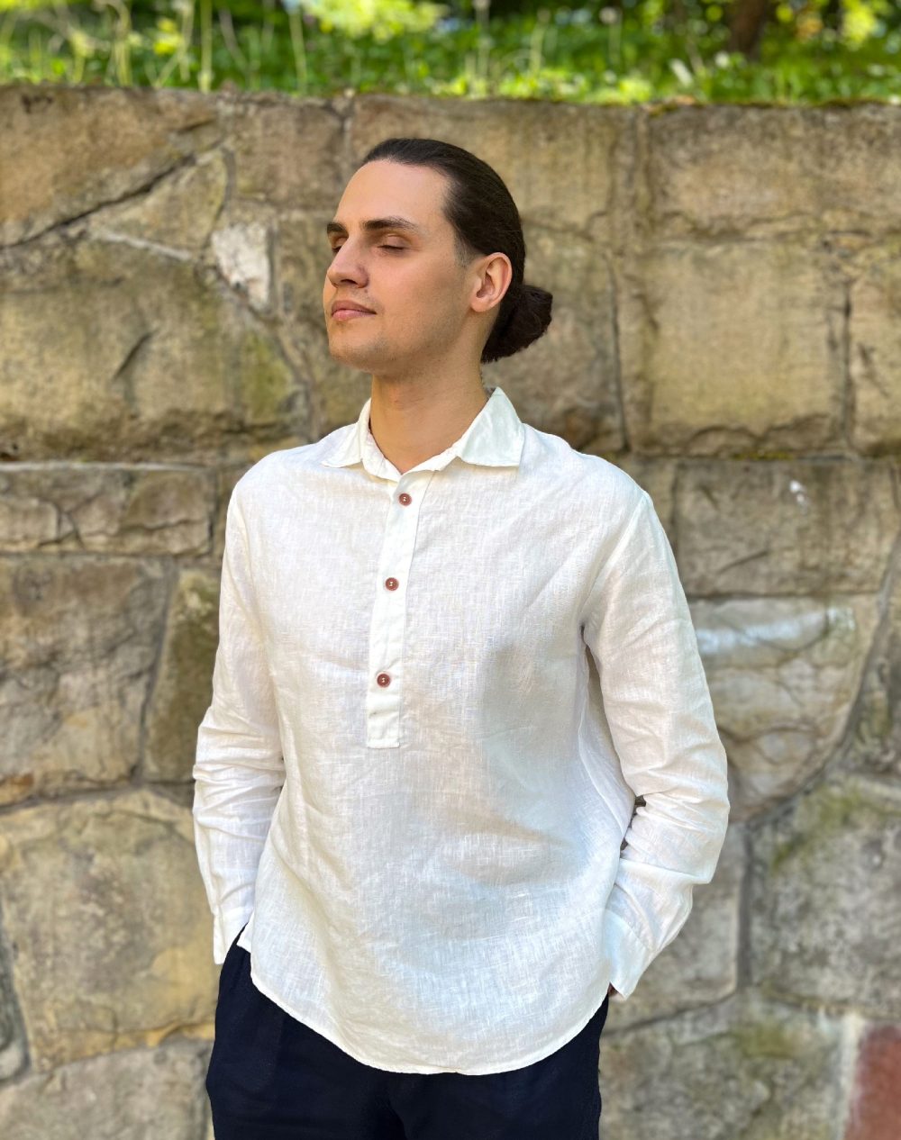 popover biały 2 ONTE – lniany popover złamana biel