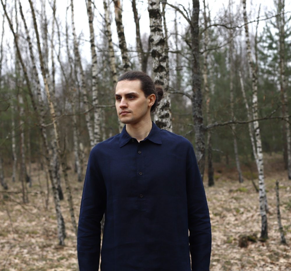 ONTE – lniany popover granatowy