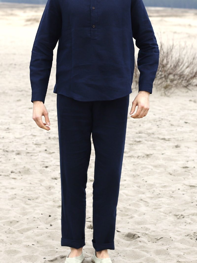 LASO – lniane spodnie granatowe