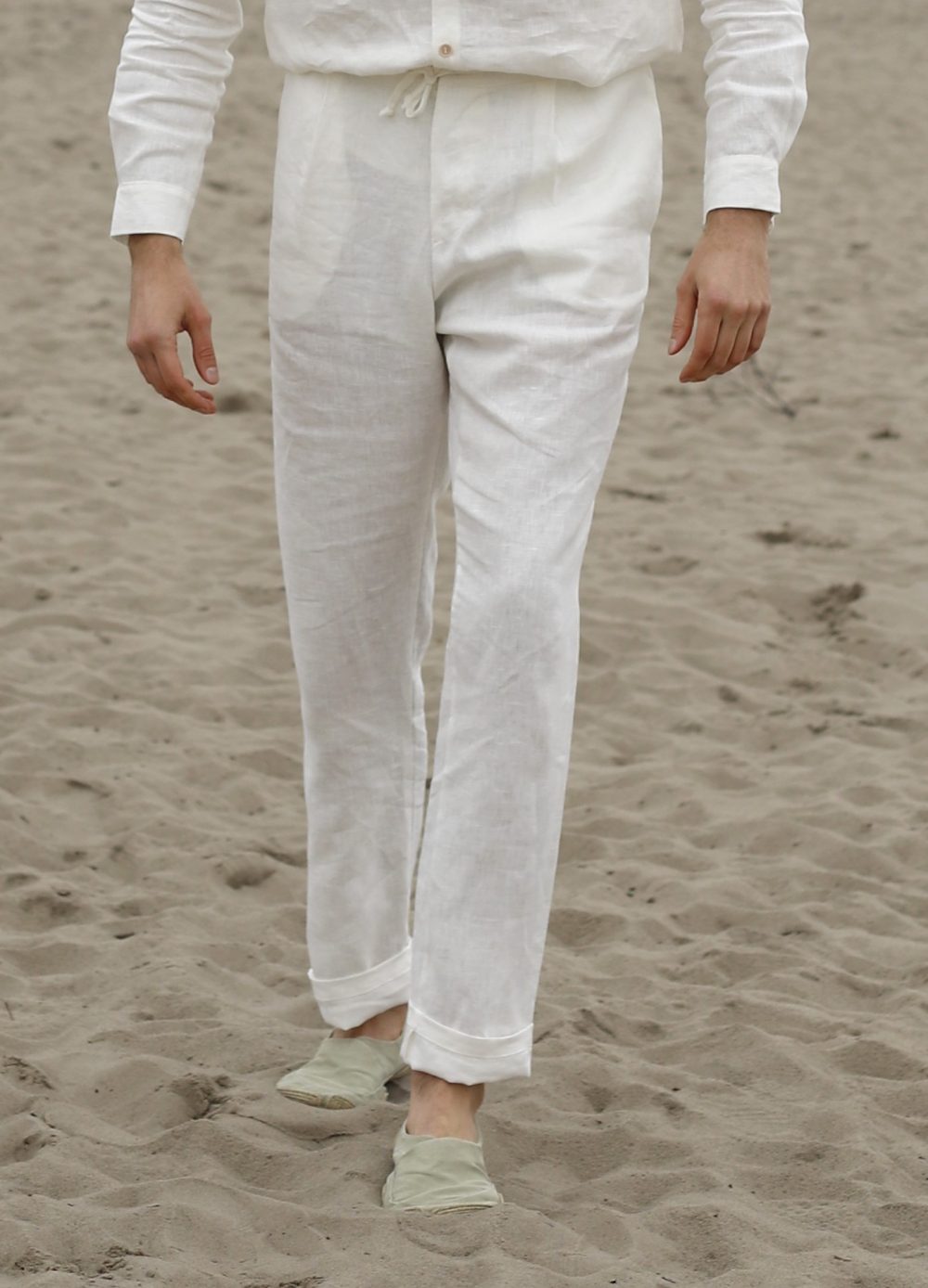 LASO – lniane spodnie złamana biel
