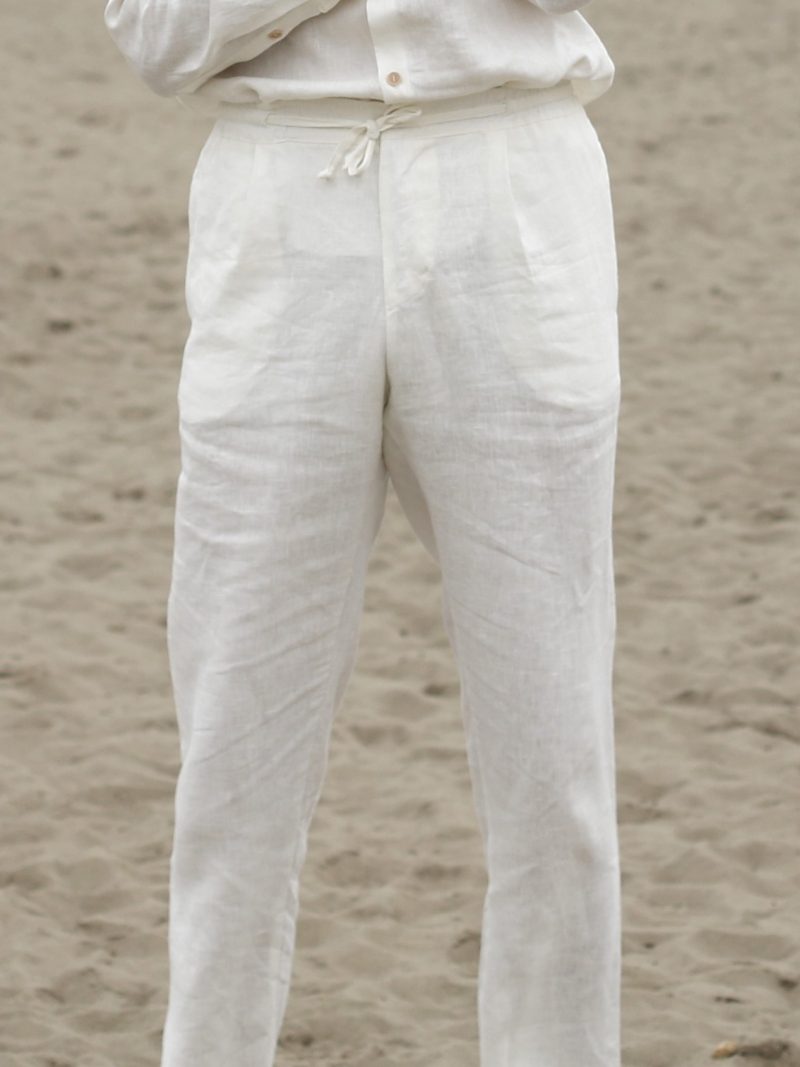 LASO – lniane spodnie złamana biel