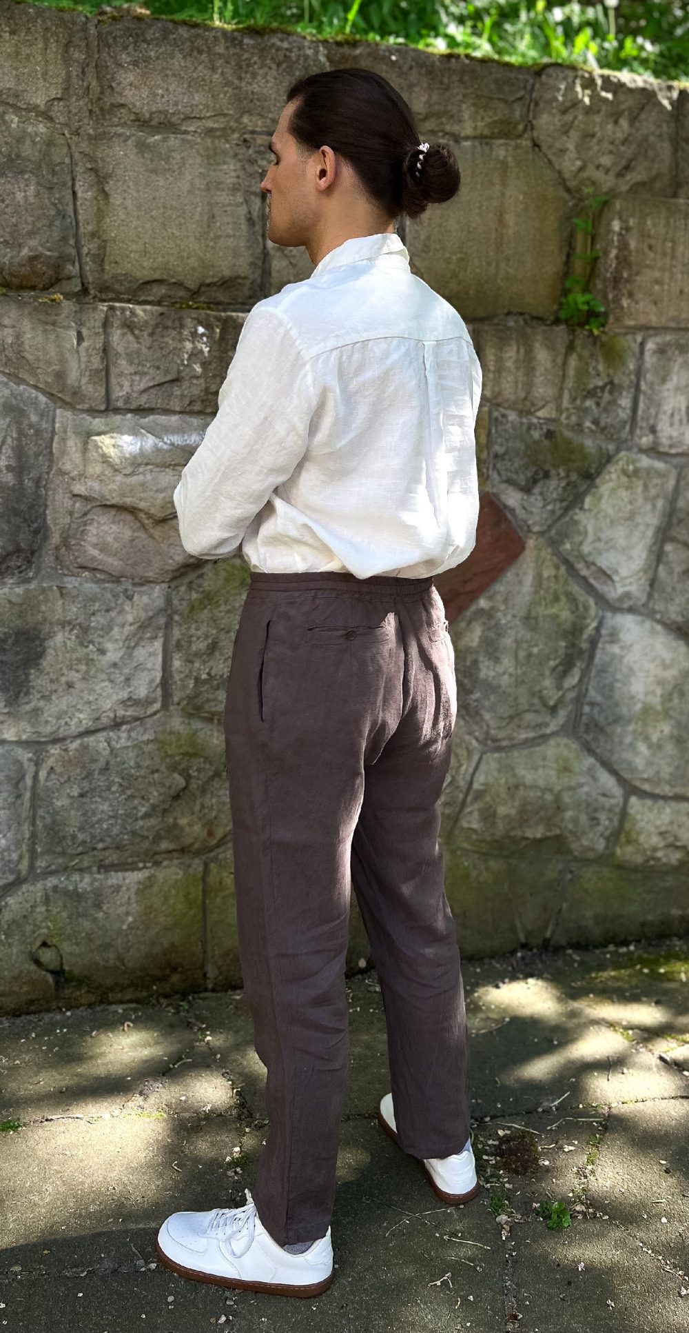 spodnie brązowe 7 LASO – lniane spodnie wrzosowy brąz